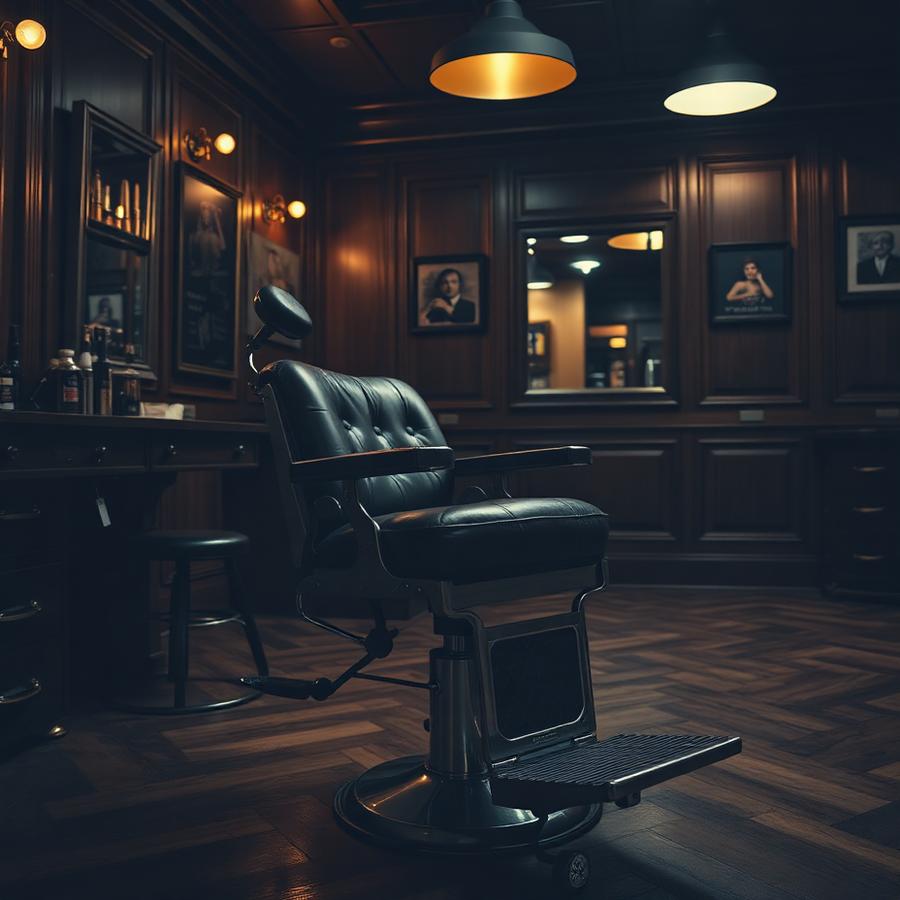 Wnętrze barbershopu z fotelem barberskim